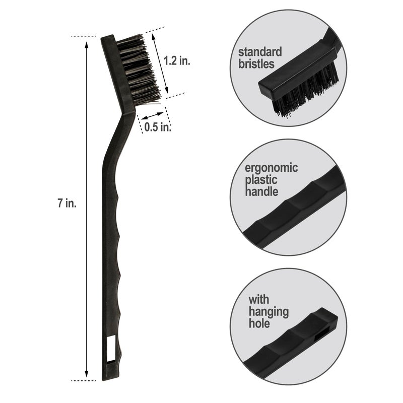 6Pcs Wire Brush Set, Stainless Steel/ Brass/ Nylon Bristle Brushes for Cleaning Rust, Scratch Wire Brushes for Cleaning Welding Slag, Paint and Dirt Removal - Image 5