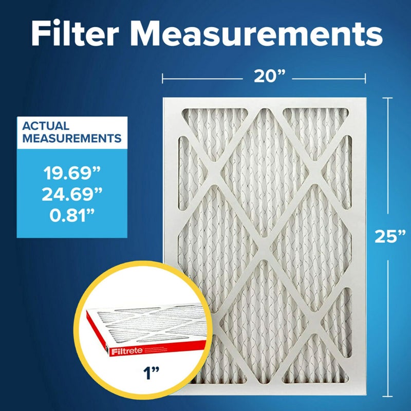 Filtrete 20x25x1 Air Filter MERV 11, MPR 1000 Micro Allergen Defense 4-Pack, AC Furnace HVAC Filters for Home, 3-Month Pleated Electrostatic (Actual Size 19.69 x 24.69 x 0.81 in) - Image 2