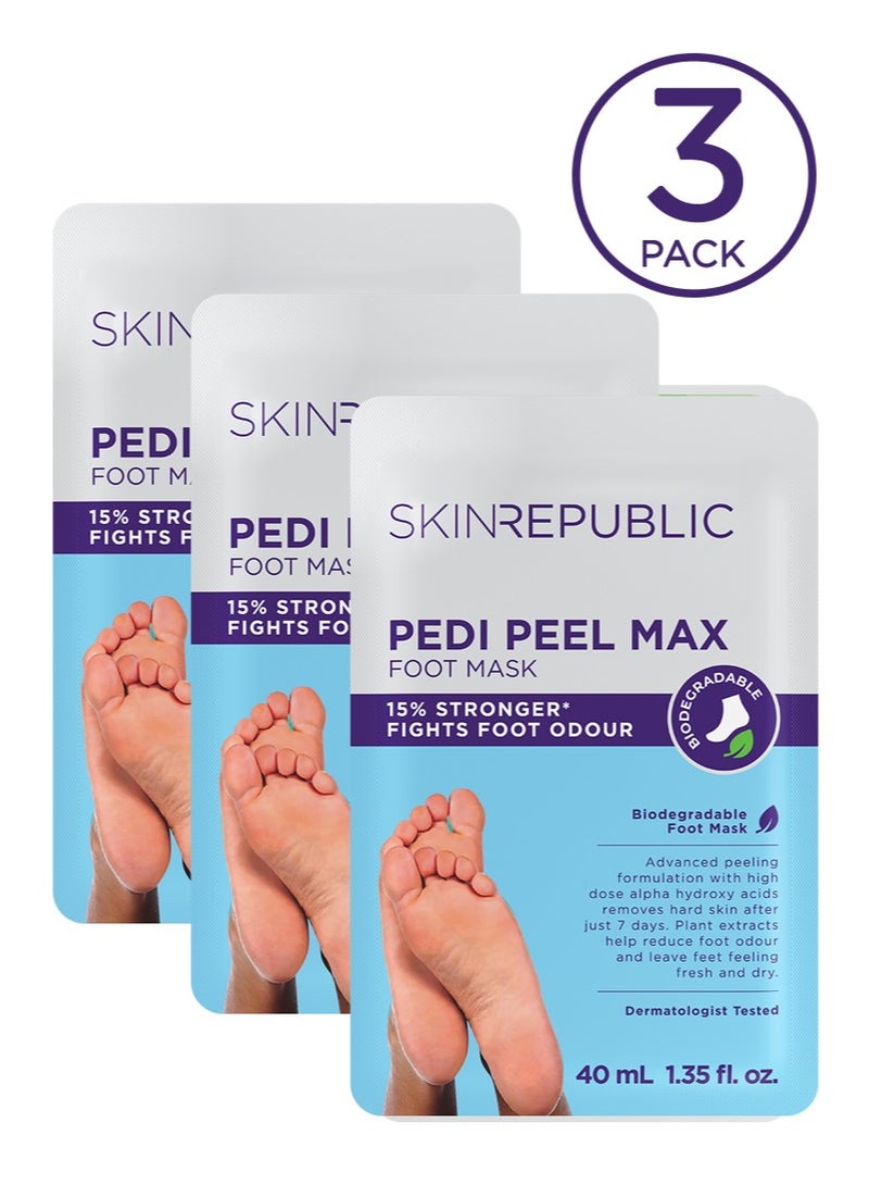سكين ريبابلك قناع تقشير القدمين بيدي بيل (3 أزواج) - قناع تقشير القدمين مع حمض ألفا هيدروكسي وحمض التانيك والجنكة بيلوبا، يزيل الجلد القاسي والكعوب المتشققة والمسامير في 7 أيام، يحارب الرائحة، ينعم البشرة ويصلحها - Image 1