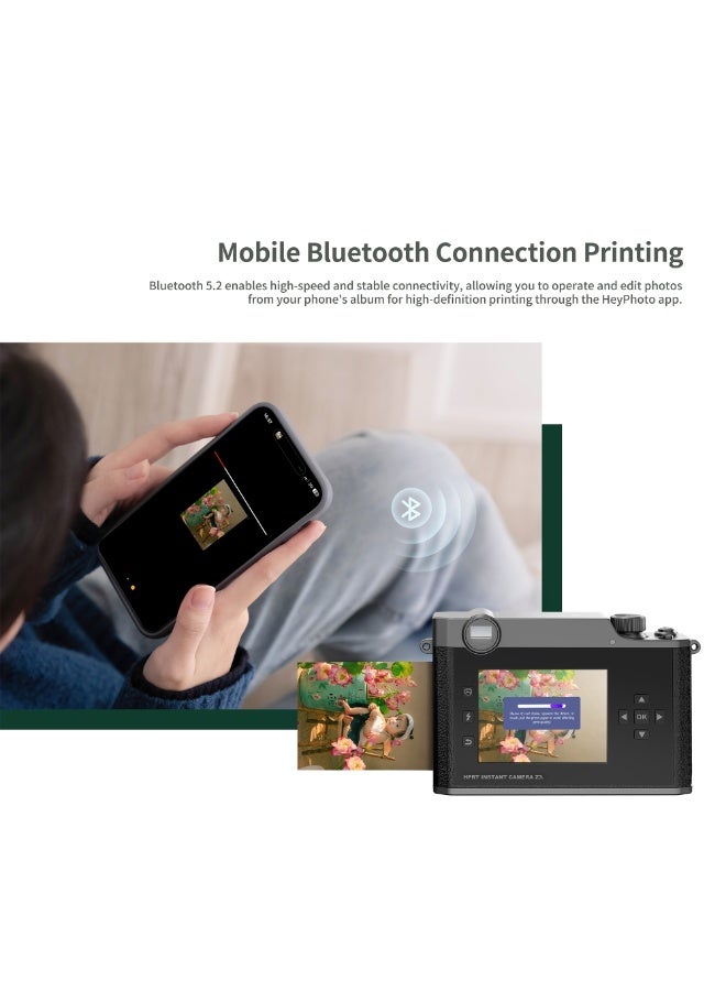 HPRT Z3 Instant Print Camera – 2.8" Screen, Thermal Dye Sublimation, Bluetooth 5.2, HeyPhoto App, 8 Filters, Instant Editing & Printing (Black) - Image 4