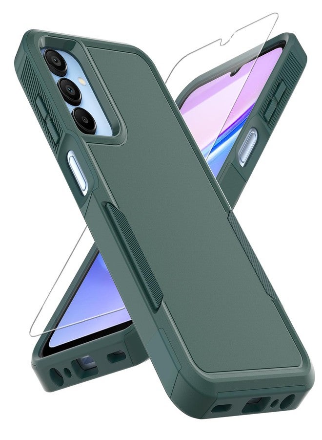 جراب هاتف Galaxy A15 5G، [تم اختباره وفقًا لمعايير عسكرية لمقاومة السقوط] مع واقي شاشة، غطاء حماية مزدوج الطبقات شديد التحمل للهاتف المحمول، جراب مانع للانزلاق ومقاوم للصدمات لهاتف Samsung Galaxy A15 5G (أخضر داكن) - Image 1