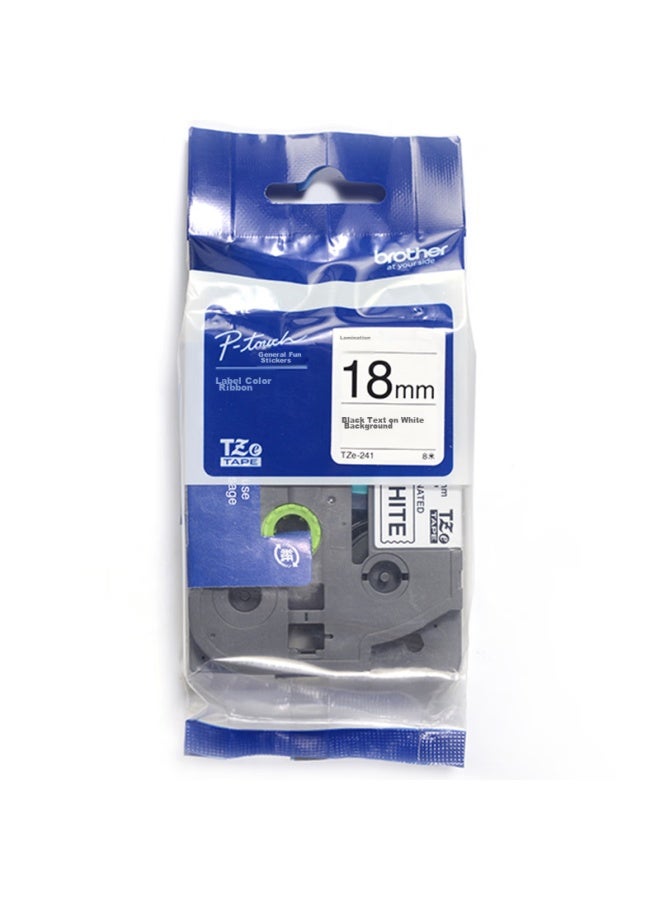 brother Tze-241 18mm White Background With Black Text Label Ribbon (compatible With 95/97/98/36/2430/2730/76/18rz/2030) - Image 1
