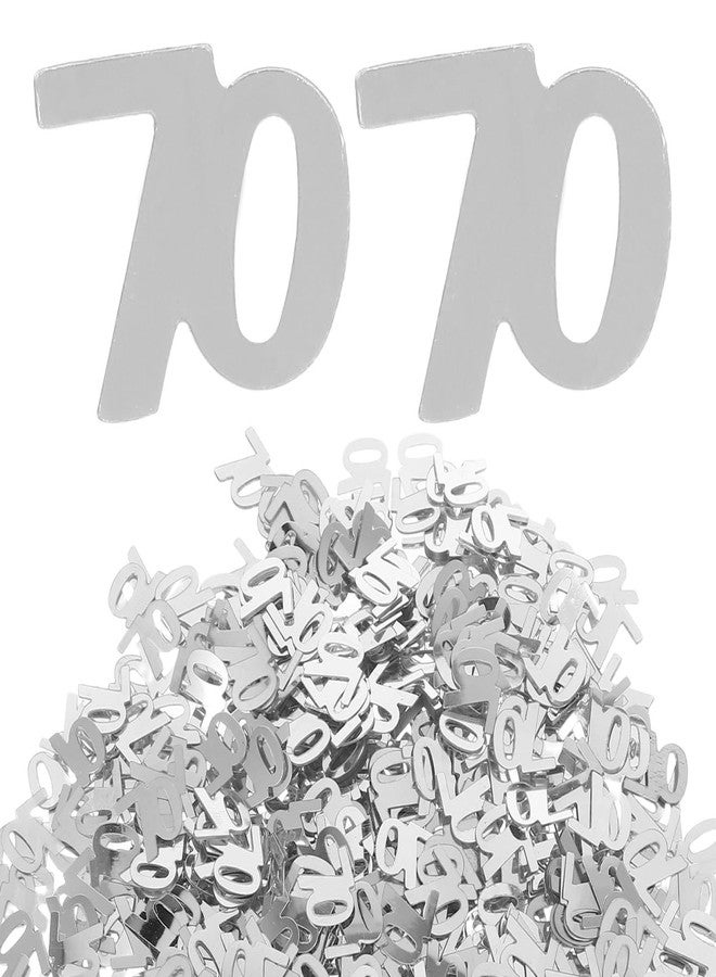 أموسفون مجموعة أموسفن من 1200 قطعة من قصاصات الورق على شكل الرقم 70 لتزيين الطاولات، قصاصات ورق ذهبية على شكل الرقم 70 للاحتفال بالذكرى السبعين، قصاصات ورق ذهبية على شكل الرقم 70 لتزيين حفلات أعياد الميلاد والذكرى السنوية (فضية) - Image 1