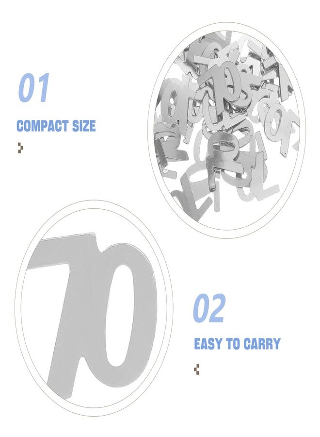 أموسفون مجموعة أموسفن من 1200 قطعة من قصاصات الورق على شكل الرقم 70 لتزيين الطاولات، قصاصات ورق ذهبية على شكل الرقم 70 للاحتفال بالذكرى السبعين، قصاصات ورق ذهبية على شكل الرقم 70 لتزيين حفلات أعياد الميلاد والذكرى السنوية (فضية) - Image 4