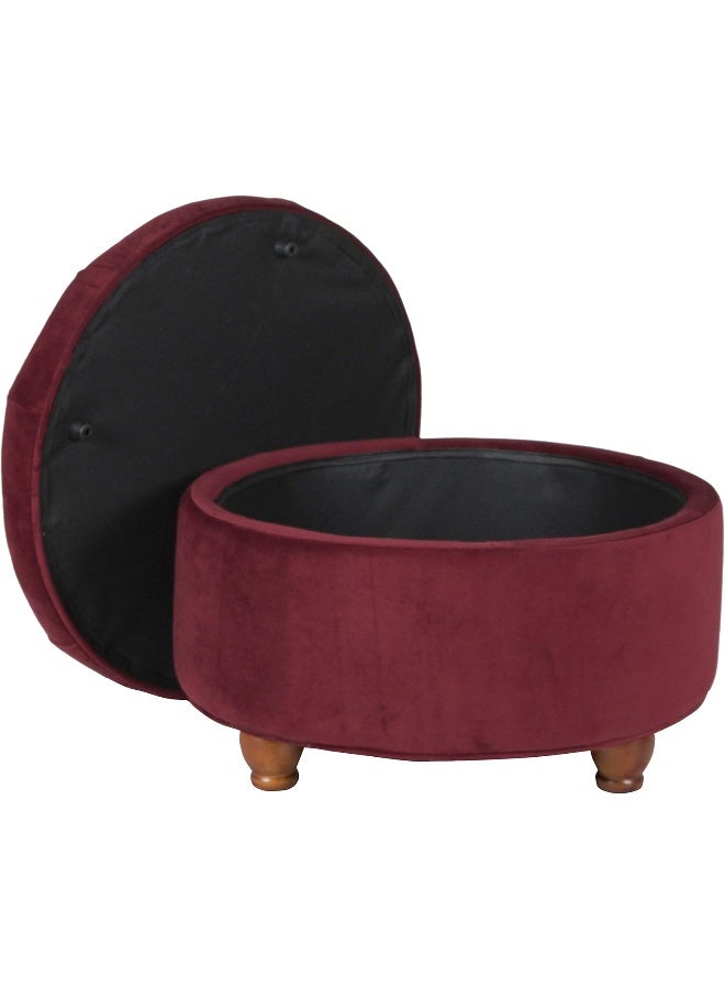 Homepop Home Decor |N8264-B119 | Large Button Tufted Velvet Round Storage Ottoman | Ottoman with Storage for Living Room & Bedroom, Berry - Image 5