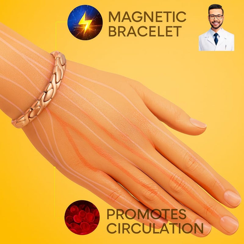 38 Elegant Titanium Magnetic Bracelet for Women Germanium and Magnetic Functions with Free Link Removal Tool Christmas gift (Rose Gold) - Image 3