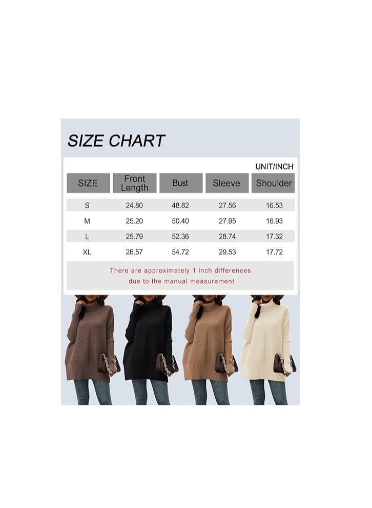 Trendy Oversized Turtleneck Sweater for Women Long Knitted Cozy Pullover Sweaters  - Image 2