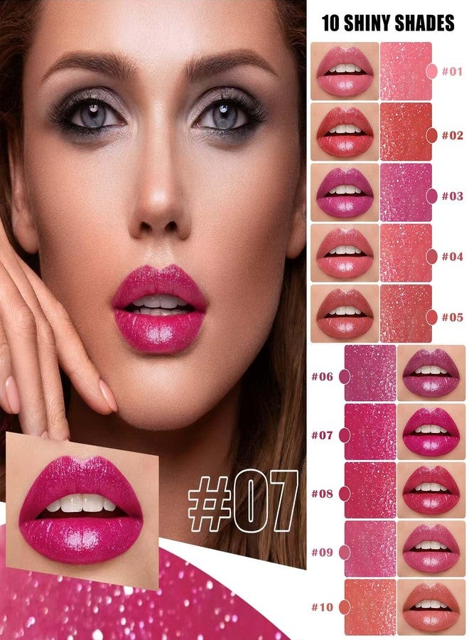 TWLBXMG Dark Purple Lipstick For Women Matte Nude Glitter Shimmer Metallic Highly Pigmented Moisturizing Lip stick Hypoallergenic Waterproof Long Lasting Lipsticks Quick Makeup Lightweight Portable 06 # - Image 3