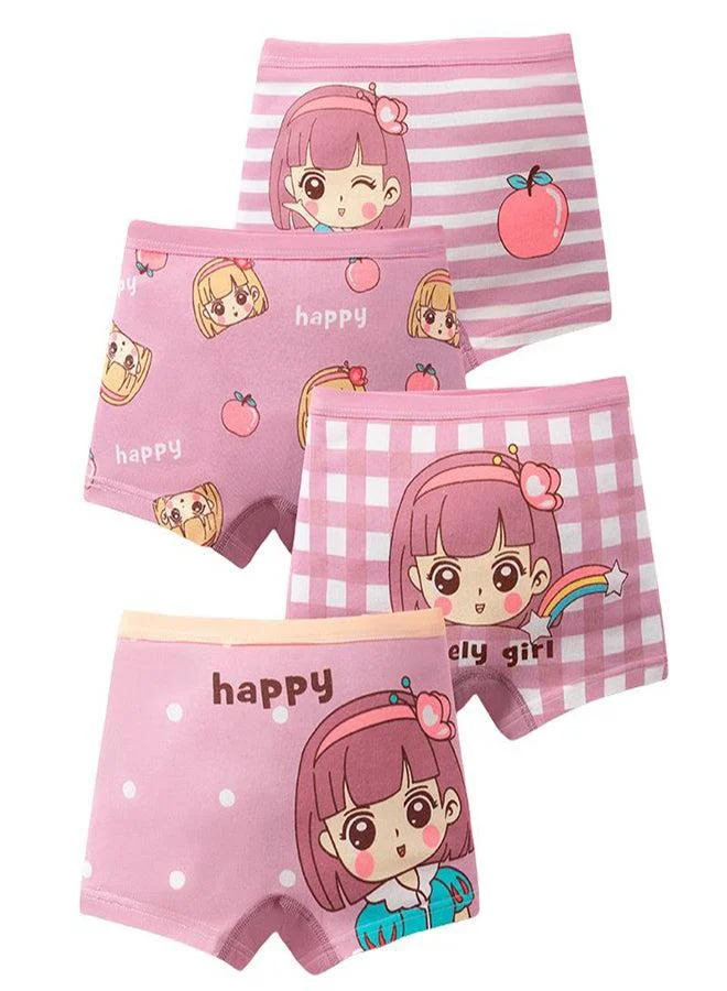babyqlo Girls Cotton Cute Girl Print Pack of 4