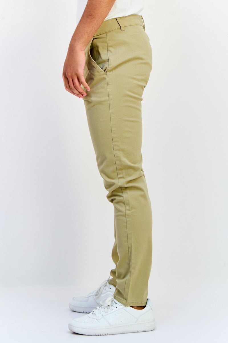 833 POLICE Men Slim Fit Solid Chino Pants, Khaki - Image 2