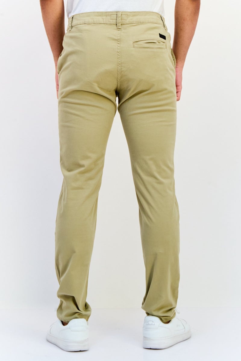 833 POLICE Men Slim Fit Solid Chino Pants, Khaki - Image 4