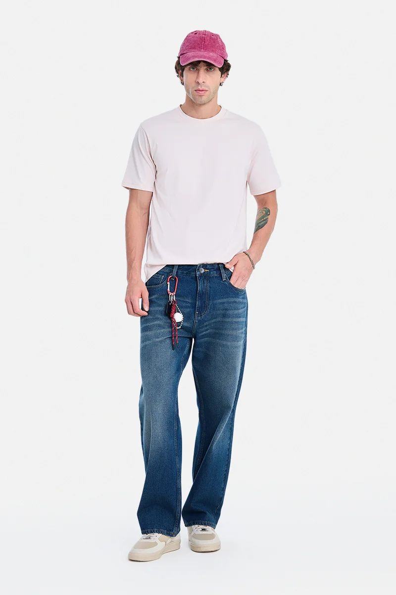 سنيتش Pink Solid Half Sleeve Regular Fit Casual T-Shirt