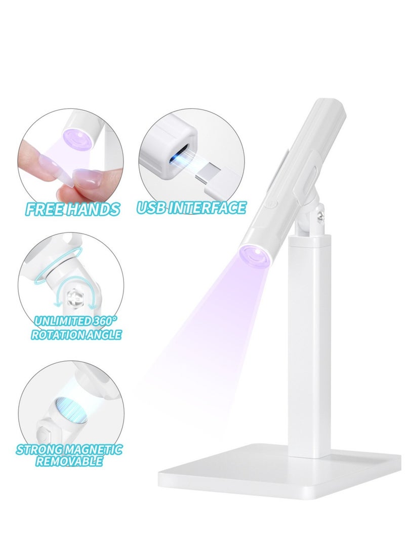 general Cordless UV LED Nail Lamp with Stand, Mini Handheld UV Light with LCD Display for Gel Nails, Rechargeable USB Nail Dryer for Fast Curing, White - Image 1