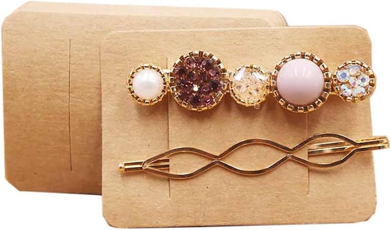 50 Pcs Hair Clip Display Cards Hair Bow and Hairpin Packaging Cards in Kraft Cardboard for Hair Accessories