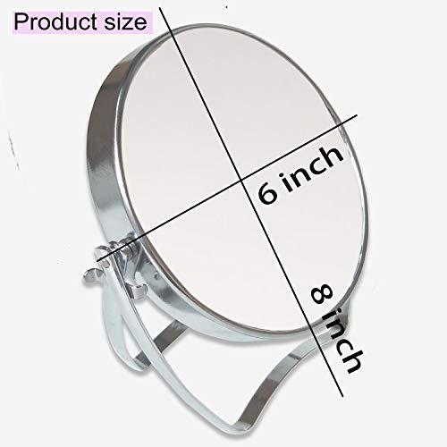 WMugthome Two-Sided 4-In/6-in with Handle Portable Round Makeup/Travel/Desk Mirror with 1X and 3X Magnification(Silver, 6inch) - Image 4