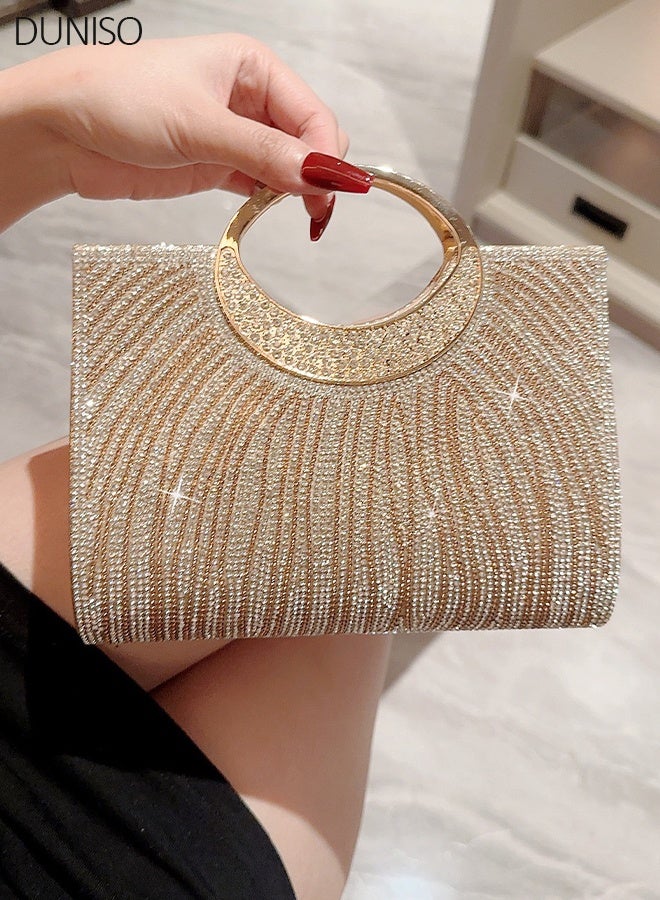 DUNISO Women Elegant Clutch Purse Rhinestones Pleated Wedding Clutch Handbag Formal Evening Bag Party - Image 1