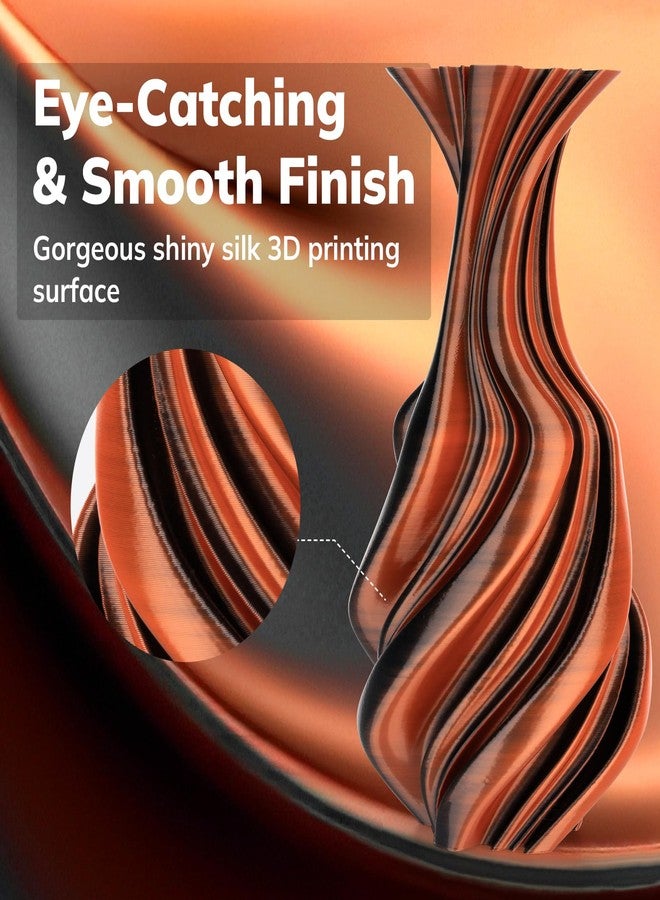 AMOLEN خيوط طباعة ثلاثية الأبعاد من نوع AMOLEN Silk PLA، لونان أسود وبرتقالي، 1.75 مم، 1 كجم (2.2 رطل)، حمض البوليلاكتيك - Image 3