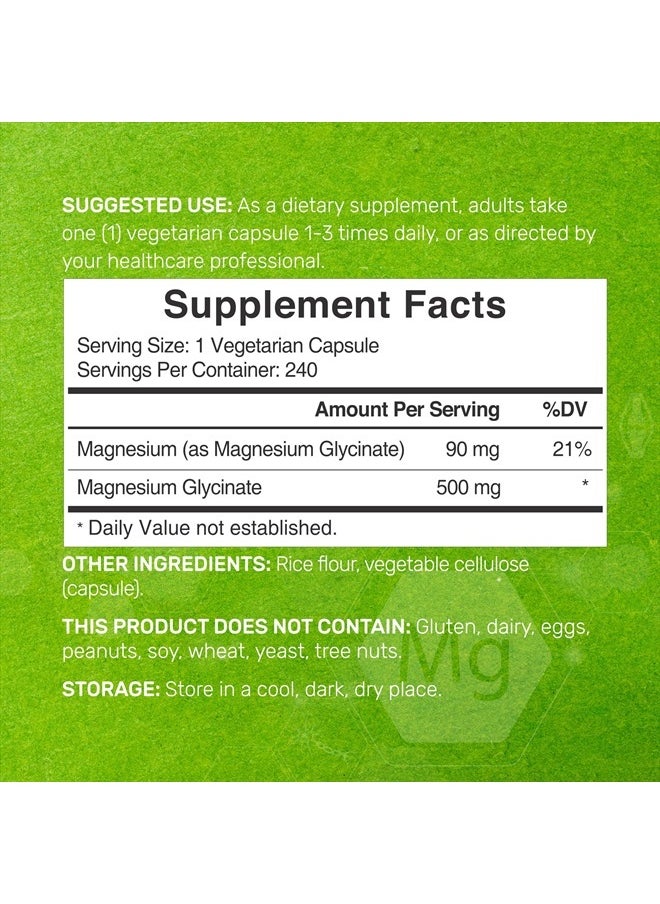 DEAL SUPPLEMENT - 2 Pack Magnesium Glycinate 500mg, 480 Veggie Capsules | Chelated for Easy Absorption | Highly Purified Essential Trace Mineral for Muscle, Joint, Heart, & Digestive Health - Image 1