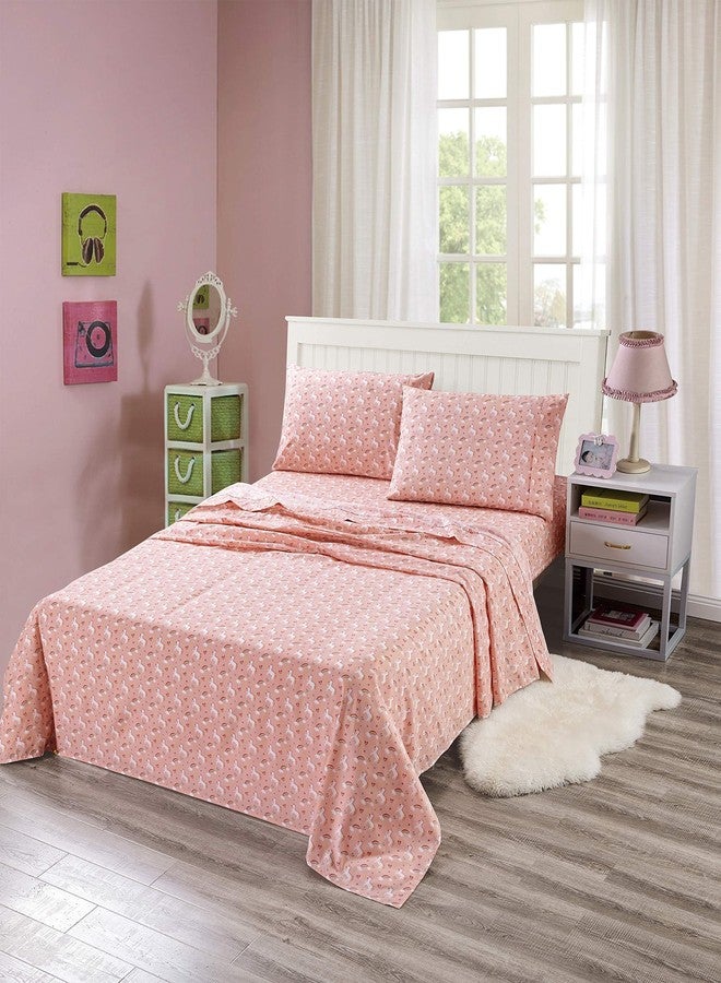 Softan Bed Sheet Set for Kids Girls, Twin Size Sheets Microfiber Fitted Sheet, Breathable & Silky Soft Feeling 3 PCs Pink Unicorn Bed Sheet - Image 3