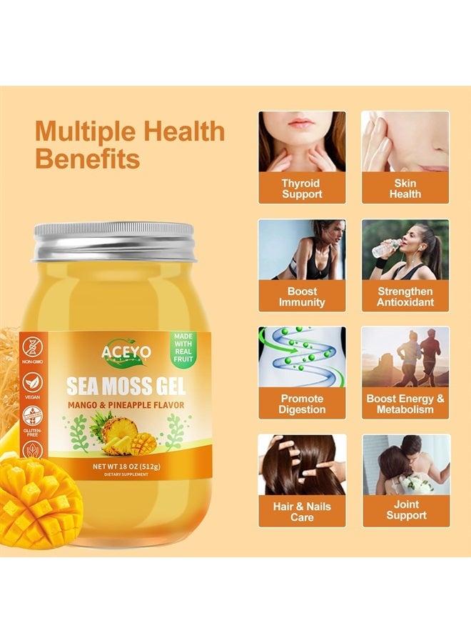 ACEYO (18 OZ) Irish Sea Moss Gel Organic Raw Vegan Mango Pineapple Flavor 102 Vitamins and Minerals Wild Harvested Non-GMO Immune Defense Booster Thyroid Digestive Support - Image 4