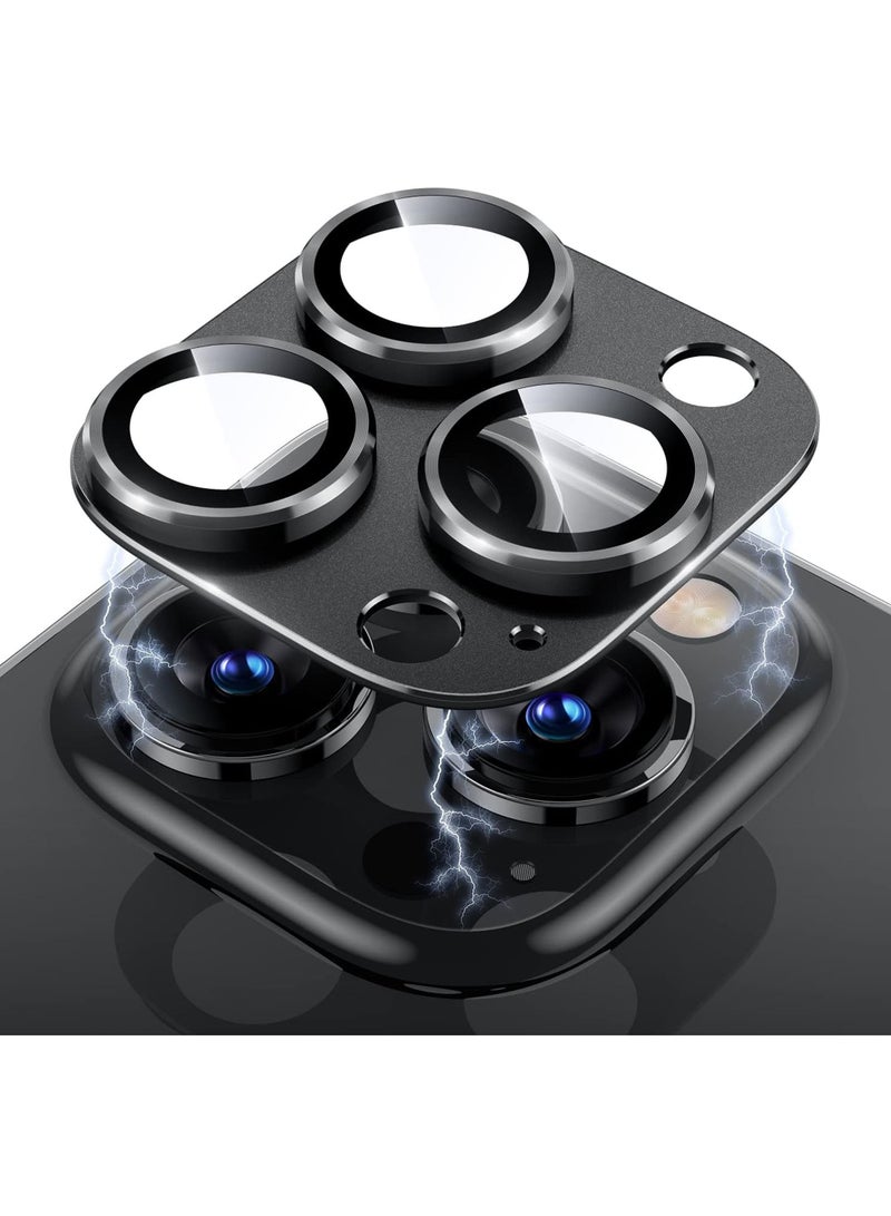 كابتن تيك واقي عدسة الكاميرا لهاتف iPhone 15 Pro/iPhone 15 Pro Max 【حماية من السقوط】 غطاء كاميرا من الزجاج المقوى 9H حافظة حلقة معدنية مقاومة للخدش وسهلة التركيب - Image 1