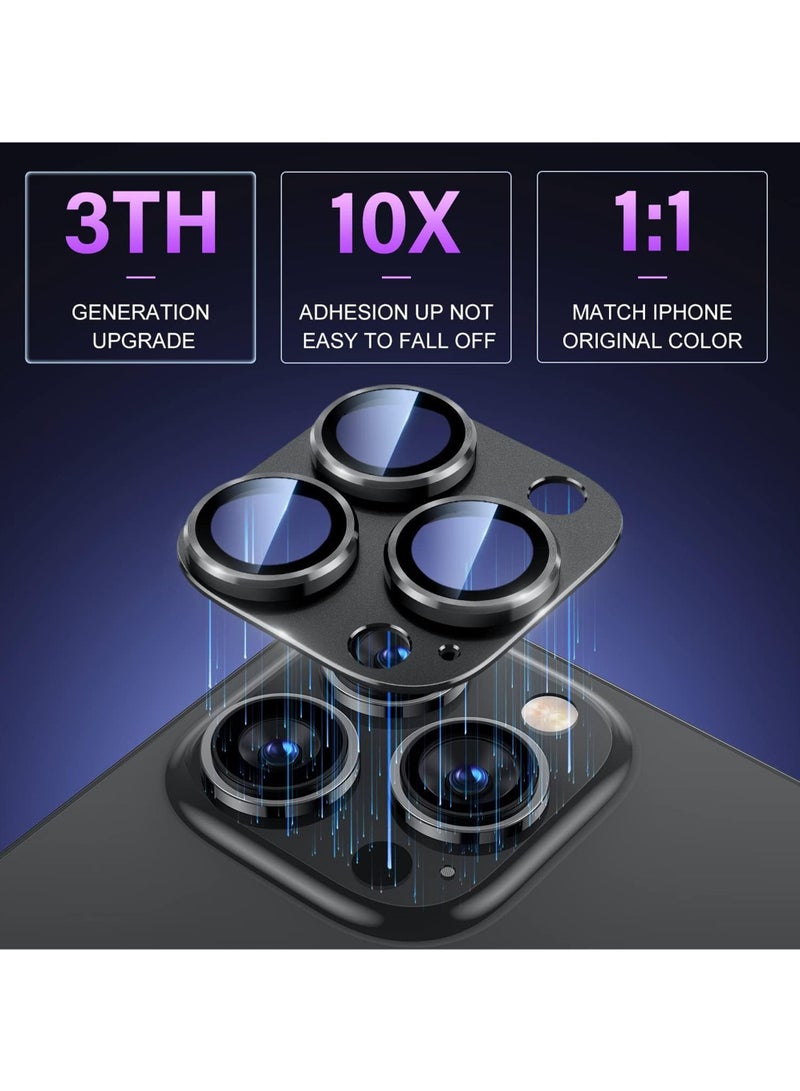 كابتن تيك واقي عدسة الكاميرا لهاتف iPhone 15 Pro/iPhone 15 Pro Max 【حماية من السقوط】 غطاء كاميرا من الزجاج المقوى 9H حافظة حلقة معدنية مقاومة للخدش وسهلة التركيب - Image 3
