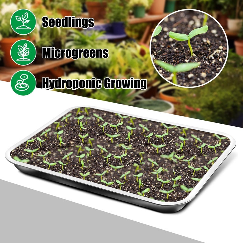 RooTrimmer Stainless Steel Plant Trays, 5 Pack Multi-Purpose Tray for Indoor Outdoor Plants, Seed Starting Tray for Potted Plants(11.6 inchÃ—15.2 inch, 1.45" Height, 5-Pack) - Image 4