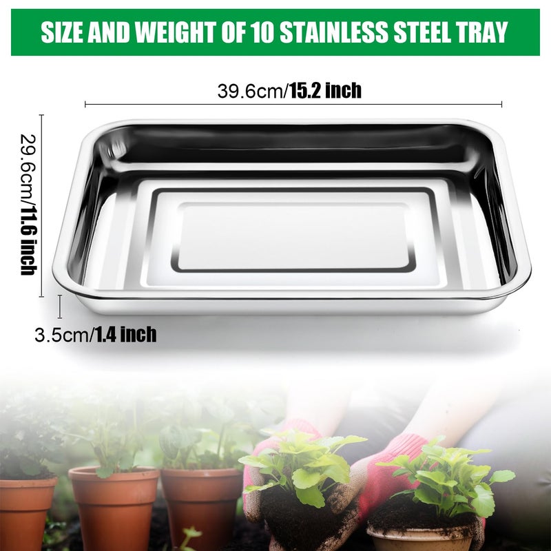 RooTrimmer Stainless Steel Plant Trays, 5 Pack Multi-Purpose Tray for Indoor Outdoor Plants, Seed Starting Tray for Potted Plants(11.6 inchÃ—15.2 inch, 1.45" Height, 5-Pack) - Image 2