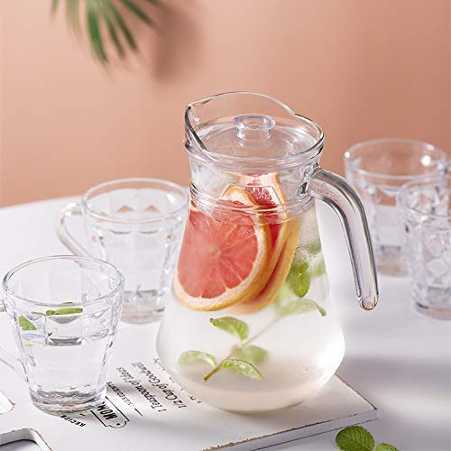 HUNGYAN Glass Jug with Lid and Handle 1 Piece 13 Litre Transparent Serve Water Beverages Iced Tea Juices Cocktail Milk Chaas Shakes 1pc Clear - Image 4