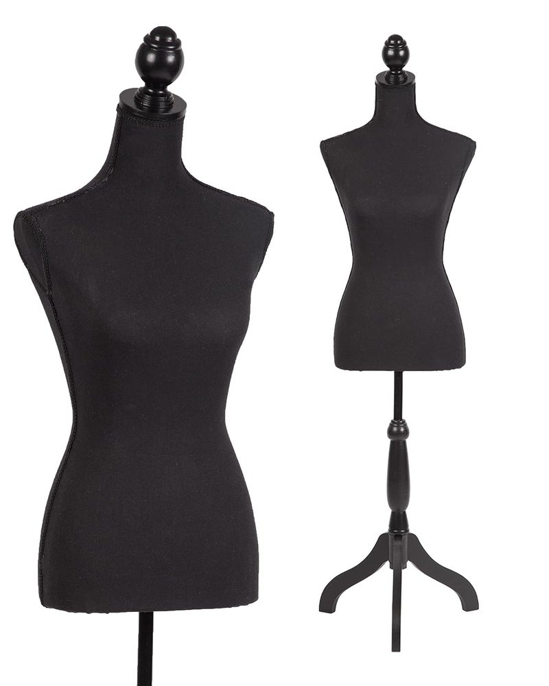 FDW Female Mannequin Body Dress Form Sewing Mannequin Torso Manikin with Tripod Base Stand Adjustable Mannequin for Sewing Clothes Display (Black, 59-67 Inches) - Image 1