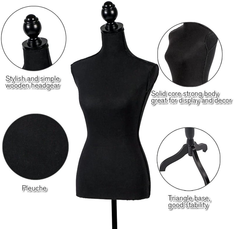 FDW Female Mannequin Body Dress Form Sewing Mannequin Torso Manikin with Tripod Base Stand Adjustable Mannequin for Sewing Clothes Display (Black, 59-67 Inches) - Image 2