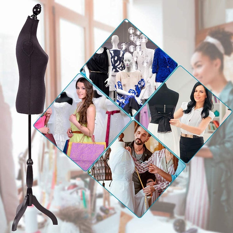 FDW Female Mannequin Body Dress Form Sewing Mannequin Torso Manikin with Tripod Base Stand Adjustable Mannequin for Sewing Clothes Display (Black, 59-67 Inches) - Image 5
