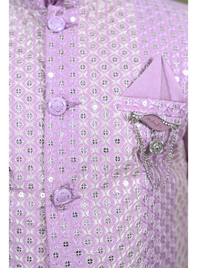 BT DEZINES Lavender Kurta Pajama Set for Boys