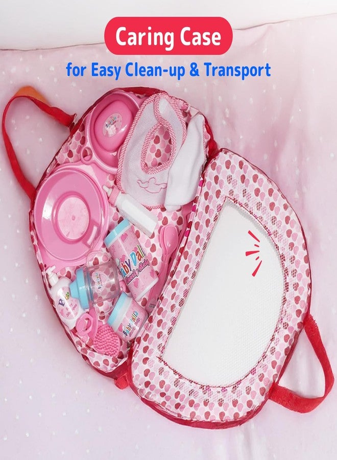 Prextex 23-Piece Baby Doll Accessories Set for Girls – Pretend Play Nursery Toy with Doll Stroller, Mini Crib, High Chair, Baby Doll, Feeding & Care Accessories, Pink Gift Set for Toddlers, Kids, - Image 3