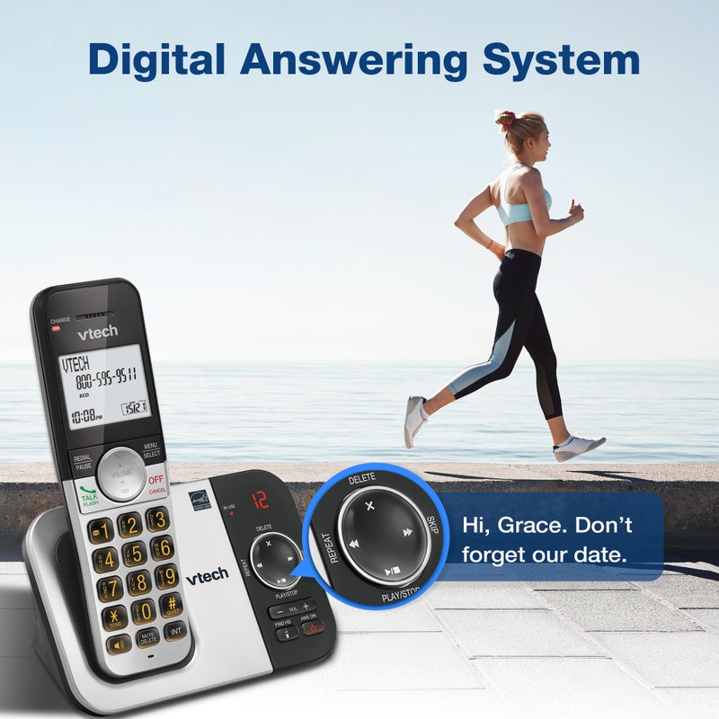 VTech VG232 Cordless Phone with Answering Machine, Large Display, Big Buttons, Full-Duplex Speakerphone, Caller ID, DECT 6.0 - Image 2