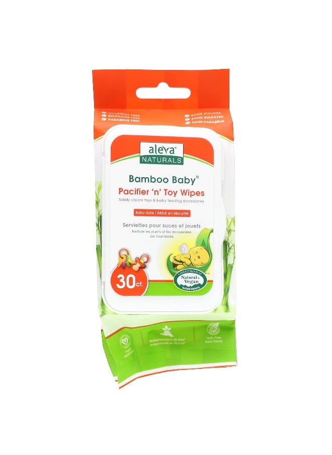 Aleva Naturals Aleva Naturals, Bamboo Baby, Pacifier 'n' Toy Wipes, 30 Wipes  - Image 1