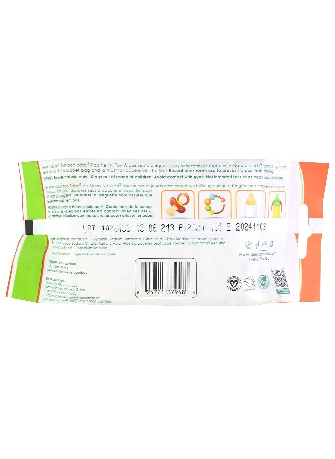 Aleva Naturals Aleva Naturals, Bamboo Baby, Pacifier 'n' Toy Wipes, 30 Wipes  - Image 2