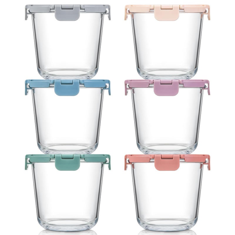 Snuvid [UPGRADED LID] 6 Sets 3 Cup/24oz Borosilicate Glass Meal Prep Containers with Lids, Food Storage Bowl Jars for Soup Leftover Meal Lunch Oats Fruit Deli Salads - Microwave, Oven, Freezer Safe -BPA Free - Image 1