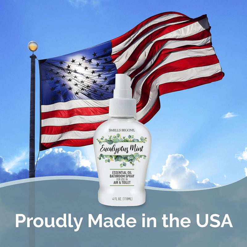 Smells Begone 4 oz Essential Oil Air Freshener Bathroom Spray - Eliminates Bathroom & Toilet Odors - Made with Essential Oils - Eucalyptus Mint Scent - Image 3