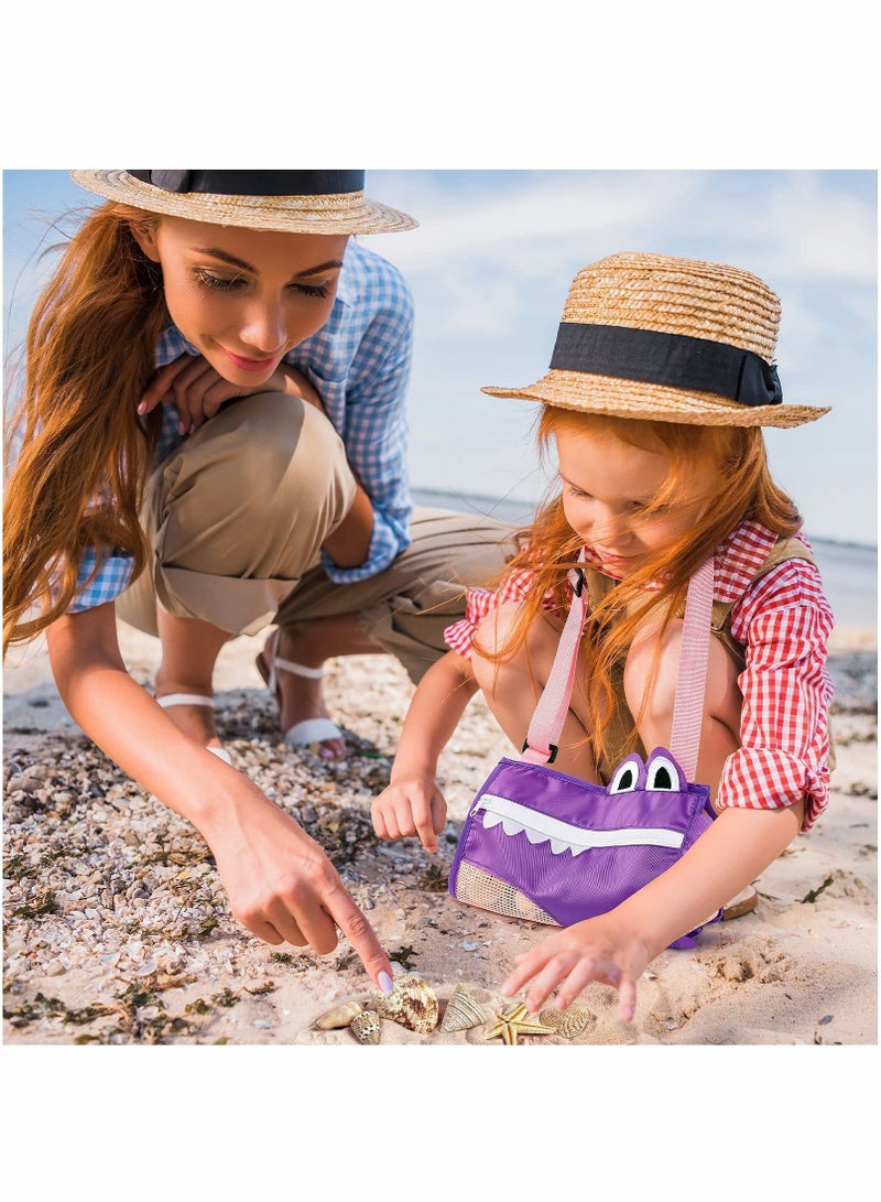 Beach Toy Mesh Bags Kids Shell Collecting Bags, Toys Swimming Accessories Storage Bag, Foldable Sand Totes with Adjustable Carrying Straps–Perfect Fun for Hunting Shells (3 Pack) - Image 5