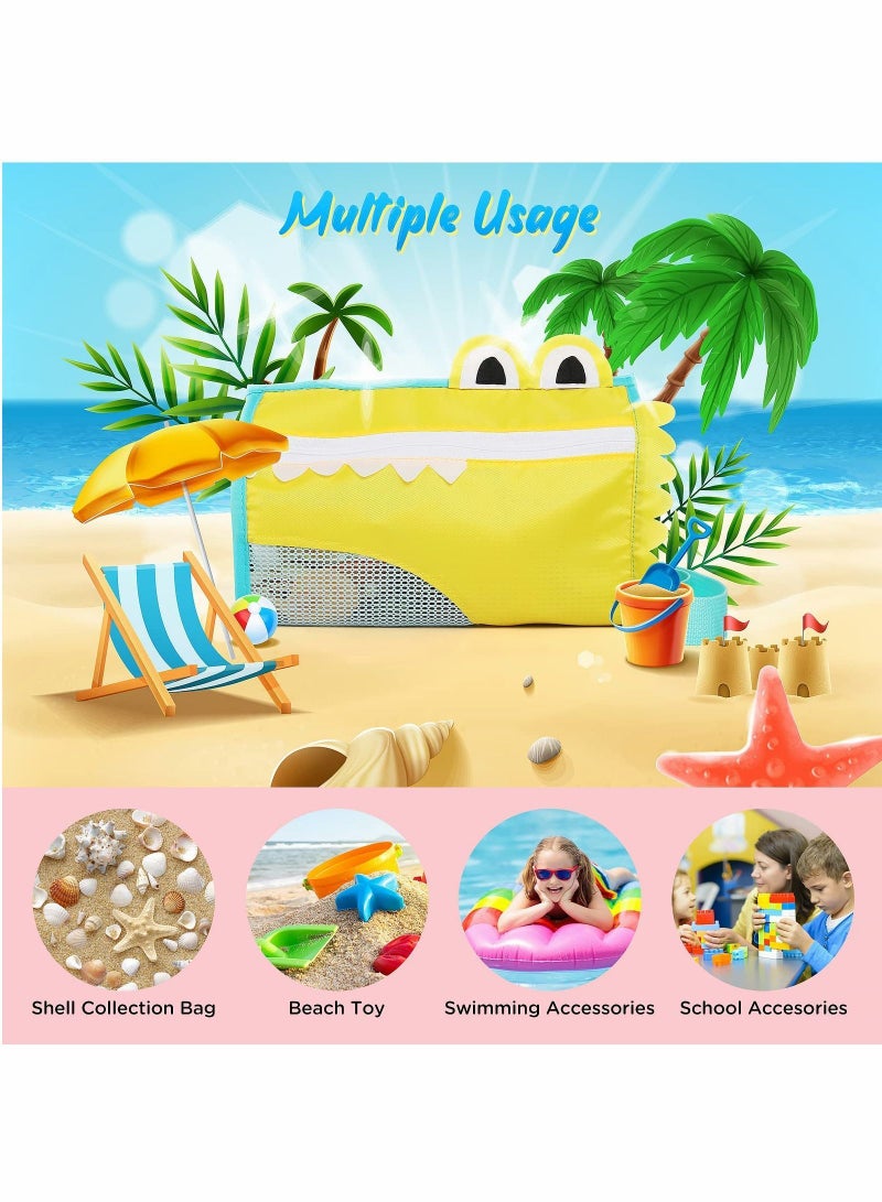 Beach Toy Mesh Bags Kids Shell Collecting Bags, Toys Swimming Accessories Storage Bag, Foldable Sand Totes with Adjustable Carrying Straps–Perfect Fun for Hunting Shells (3 Pack) - Image 3