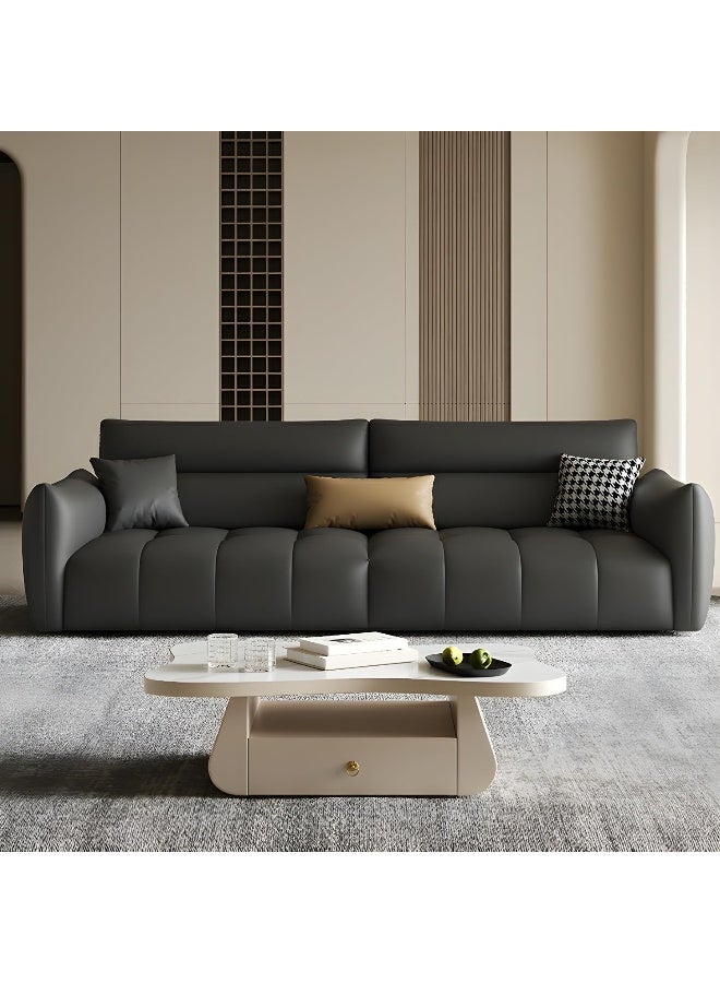 Comfynest أريكة كومفينست الحديثة من جلد مقاوم لخدش مخالب القطط مع مقعد من الفوم 240X100X80 سم رمادي داكن - Image 2