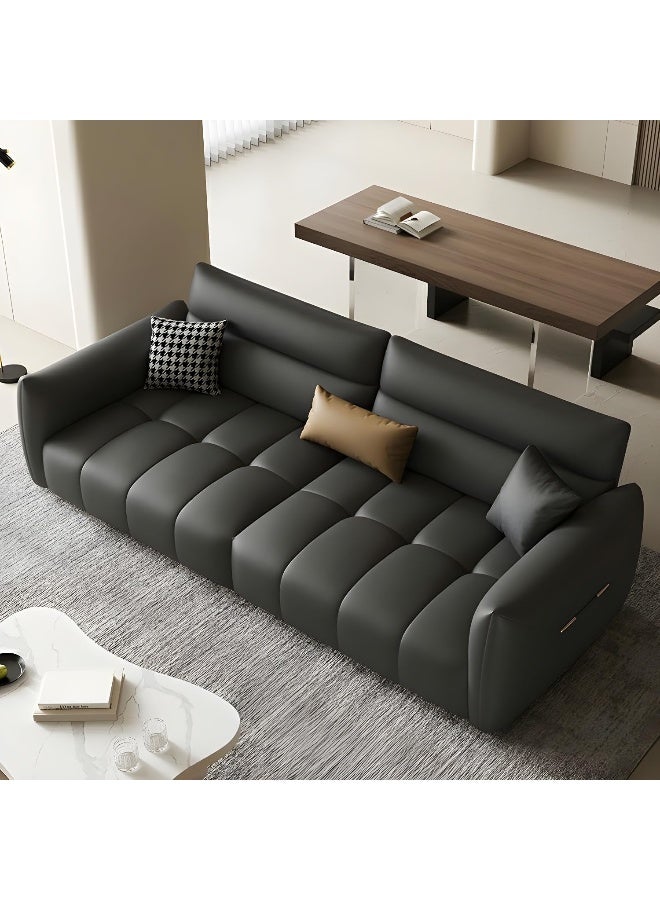 Comfynest أريكة كومفينست الحديثة من جلد مقاوم لخدش مخالب القطط مع مقعد من الفوم 240X100X80 سم رمادي داكن - Image 5