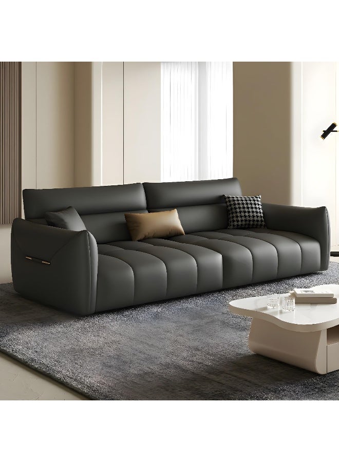 Comfynest أريكة كومفينست الحديثة من جلد مقاوم لخدش مخالب القطط مع مقعد من الفوم 240X100X80 سم رمادي داكن - Image 1