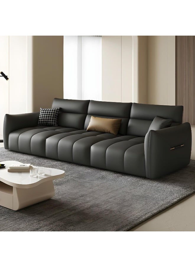 Comfynest أريكة كومفينست الحديثة من جلد مقاوم لخدش مخالب القطط مع مقعد من الفوم 240X100X80 سم رمادي داكن - Image 4