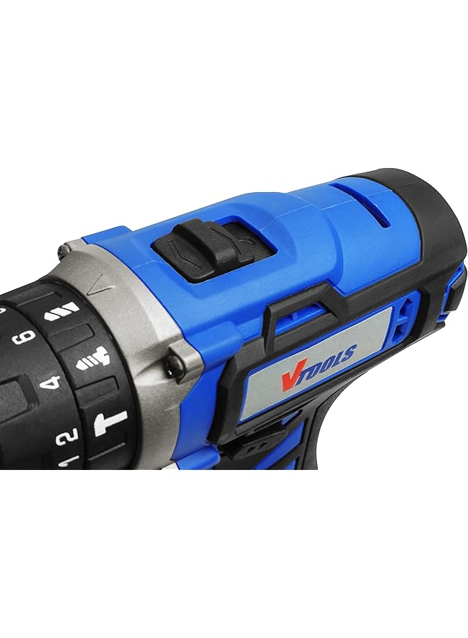 VTOOLS 20V Cordless Impact Drill With 2 Batteries And 1 Fast Charger 2 Variable Speed 10Mm Keyless Chuck 18+1 Torque Setting Bmc Case Vt1211 - Image 5