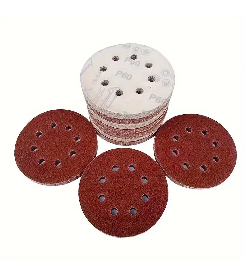 99 Pcs 5 Inch 120 Grit Round Sandpaper 8 Hole For Angle Grinder Wood Metal - Image 1