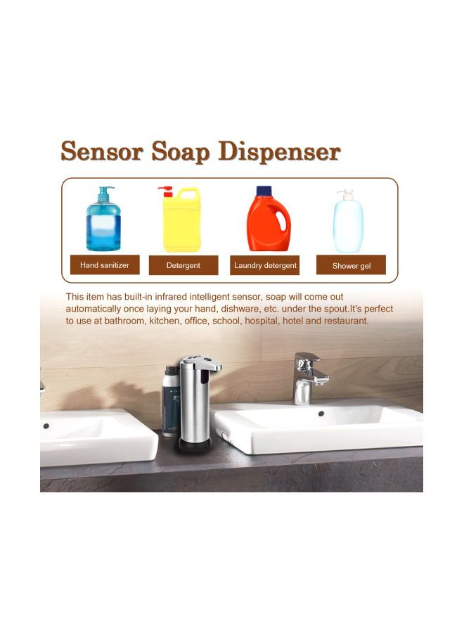 Loquat Stainless Steel IR Soap Dispenser Silver/Black 250ml - Image 5