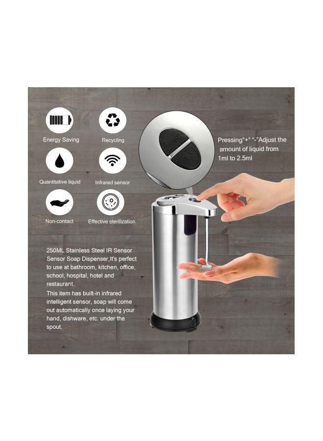 Loquat Stainless Steel IR Soap Dispenser Silver/Black 250ml - Image 4