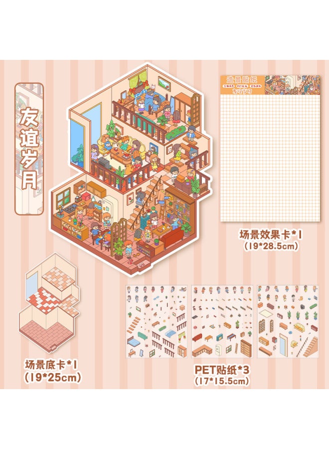 HELPS Cute Super Large 3d Stereo High Difficulty 3-layer Cartoon Scene Diy Decompression Hand Account Sticker - Image 1